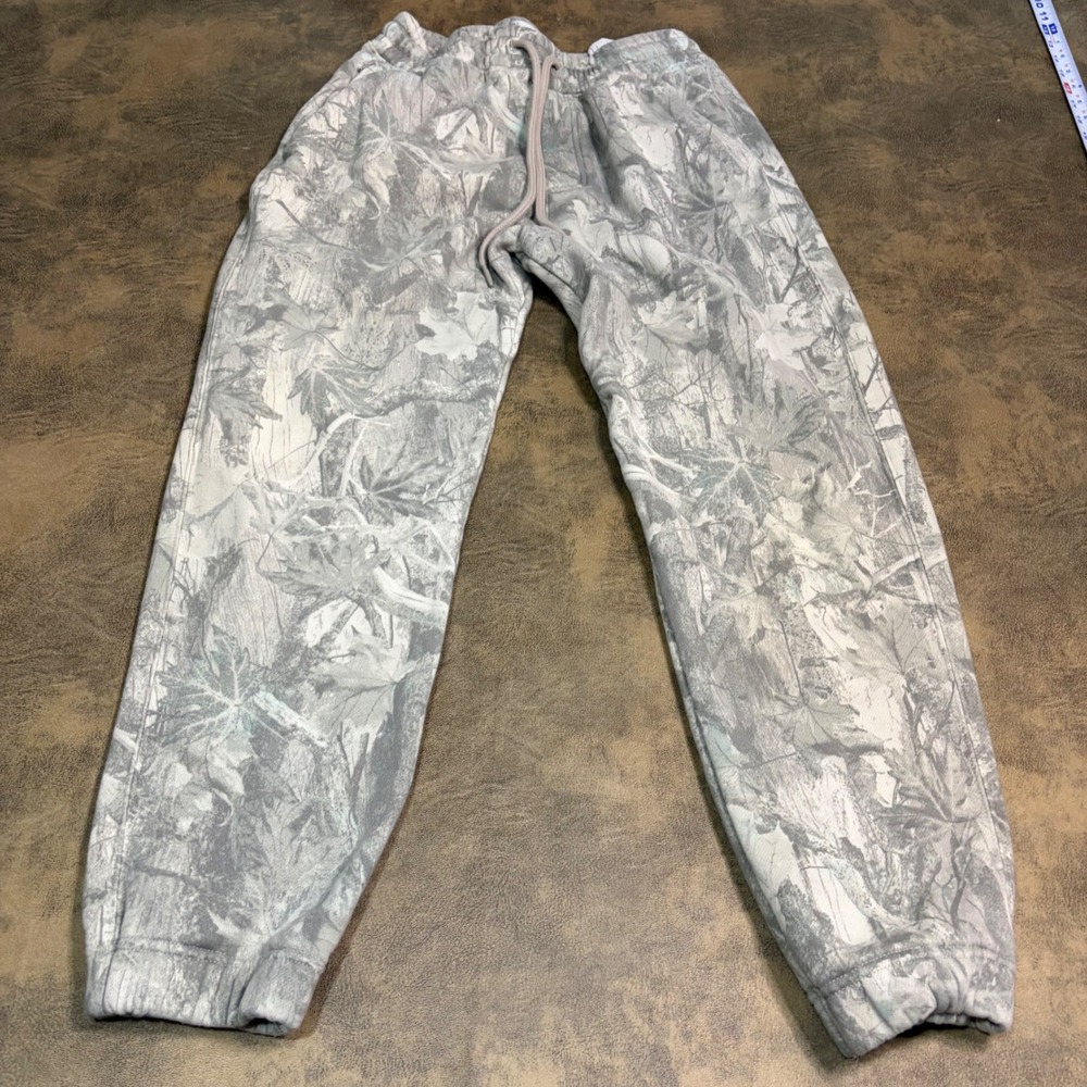 Hollister Relaxed Jogger Mens Small Grey White Camo Fleece Sweatpants *FLAW*